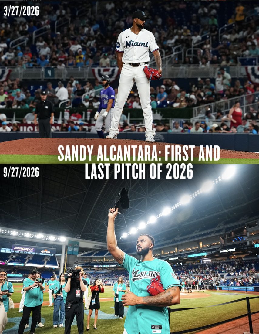 Sandy Alcantara’s first and last pitch of 2026, on March 27 and September 27