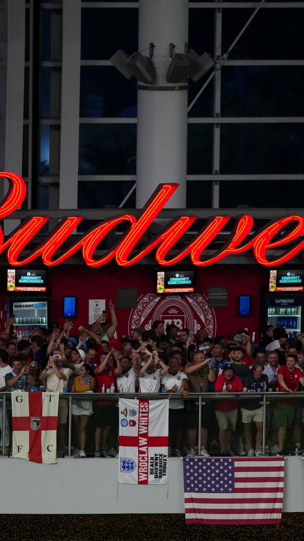 England fans packed under the Budweiser sign at loanDepot park